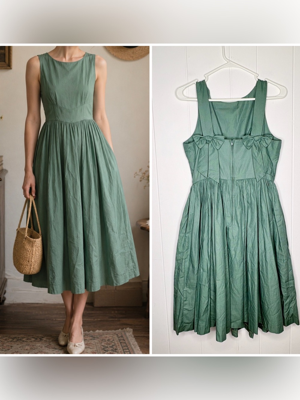 Hearts and Found Madeline Dress Blue Bow 50’s Vintage Style Medium Cottagecore